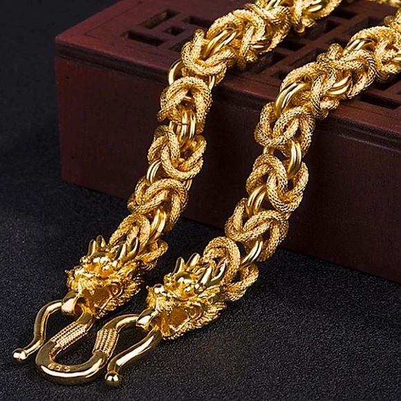 Gold Dragon Necklace Bracelet Matching Set - Picture 4 of 8